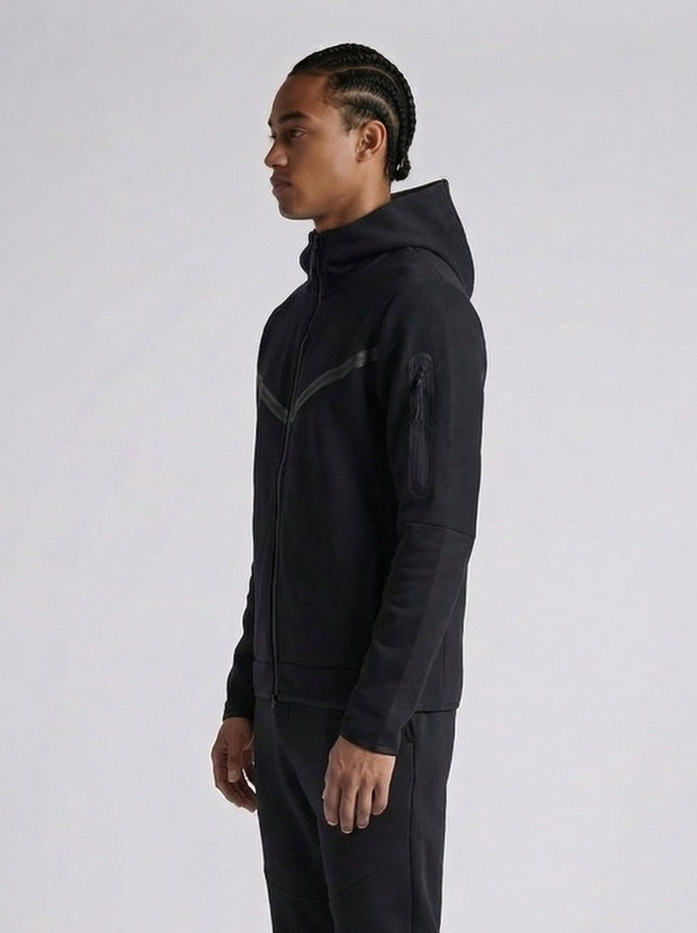 Ensemble Survêtement Homme ALPHA Tech Hoodie Zippé et Jogging - Noir