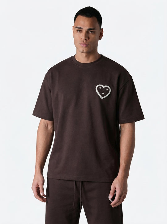 Ensemble T-shirt Jogging Patch Cœur - Marron