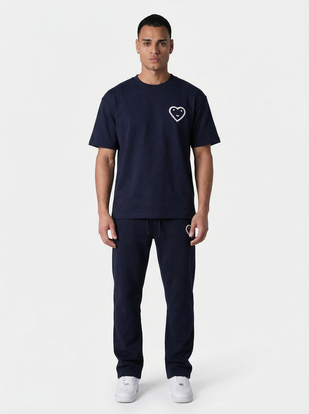 Ensemble T-shirt Jogging Patch Cœur - Bleu Marine