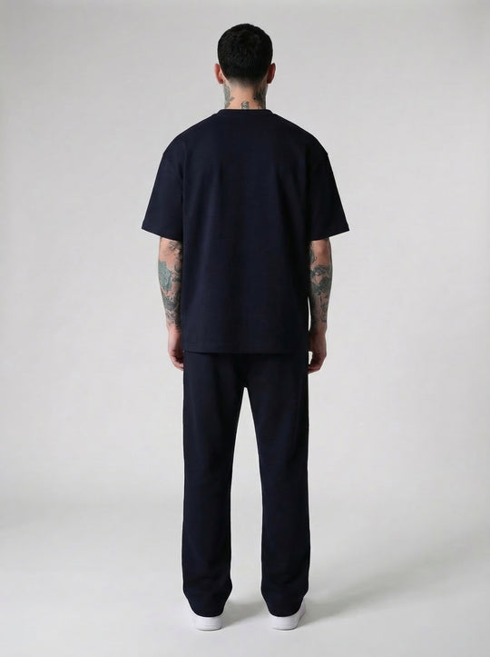 Ensemble T-shirt Jogging Patch Cœur - Bleu Marine