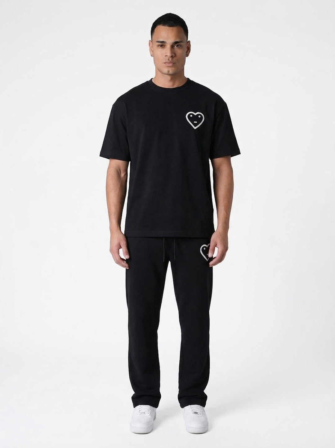 Ensemble T-shirt Jogging Patch Cœur - Noir