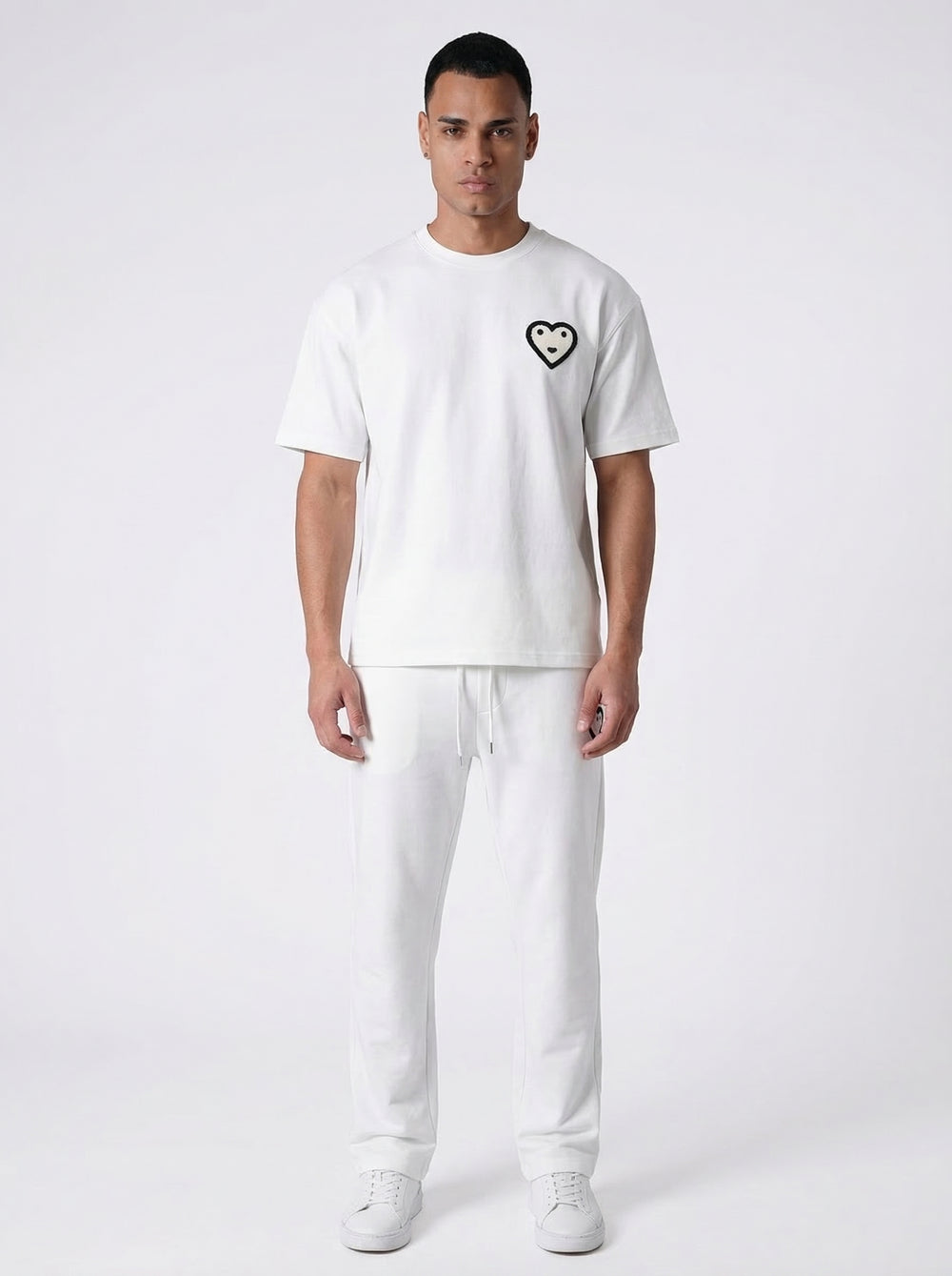 Ensemble T-shirt Jogging Patch Cœur - Blanc