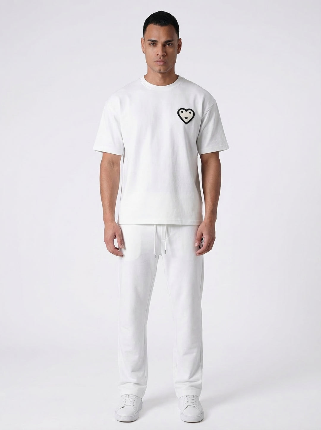 Ensemble T-shirt Jogging Patch Cœur - Blanc