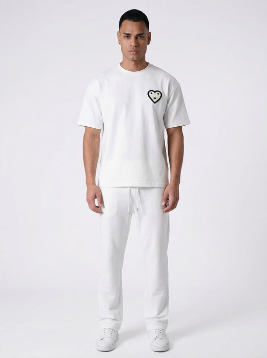Ensemble T-shirt Jogging Patch Cœur - Blanc