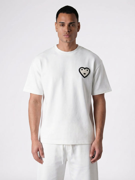 Ensemble T-shirt Jogging Patch Cœur - Blanc