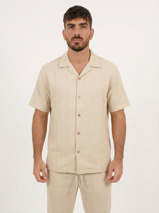 Ensemble Homme Été en Coton Chemise & Pantalon - Beige