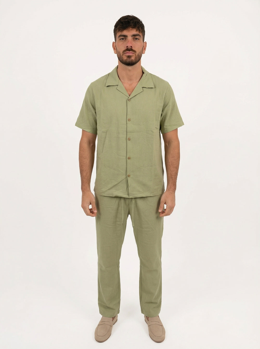 Ensemble Homme Été en Coton Chemise & Pantalon - Vert