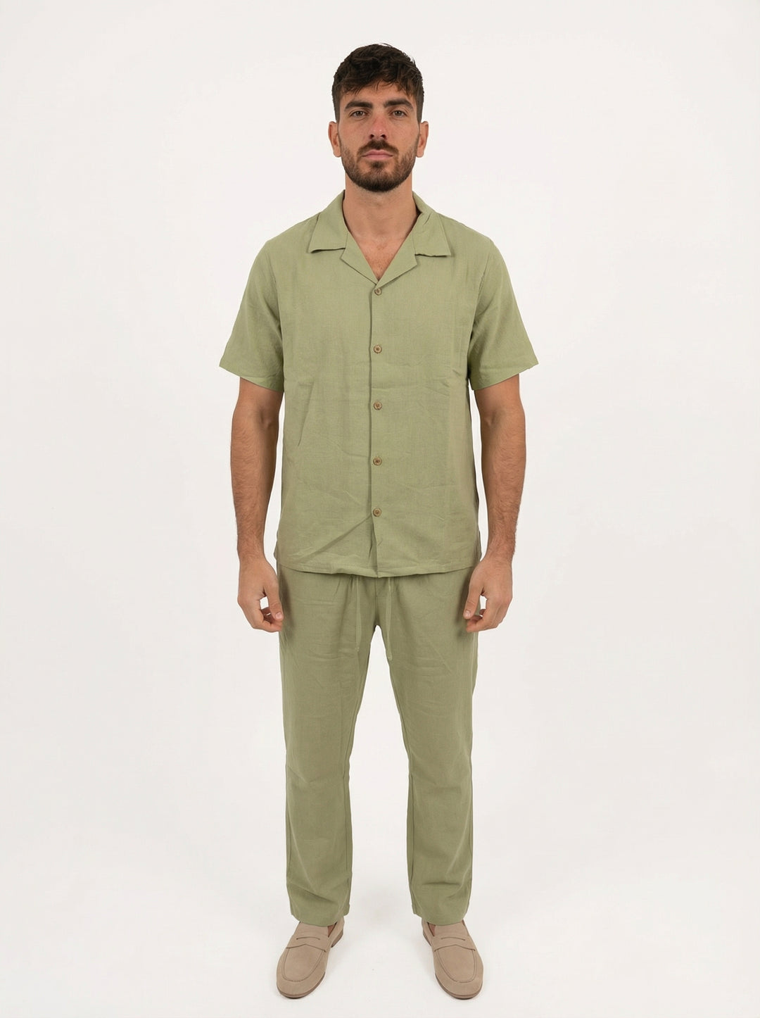 Ensemble Homme Été en Coton Chemise & Pantalon - Vert