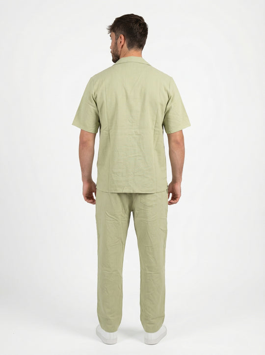 Ensemble Homme Été en Coton Chemise & Pantalon - Vert