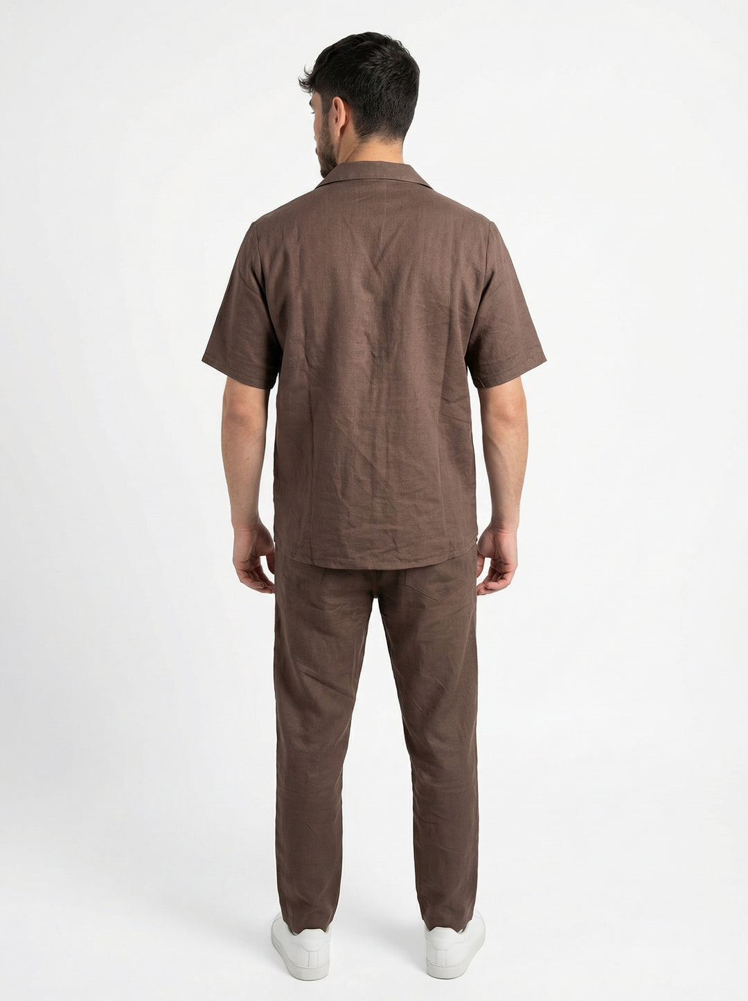 Ensemble Homme Été en Coton Chemise & Pantalon - Marron