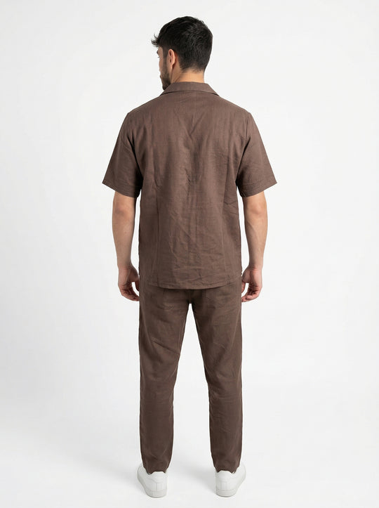 Ensemble Homme Été en Coton Chemise & Pantalon - Marron