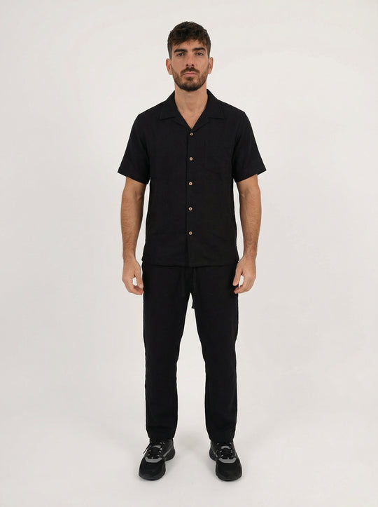 Ensemble Homme Été en Coton Chemise & Pantalon - NOIR