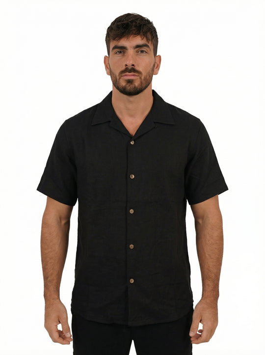 Ensemble Homme Été en Coton Chemise & Pantalon - NOIR