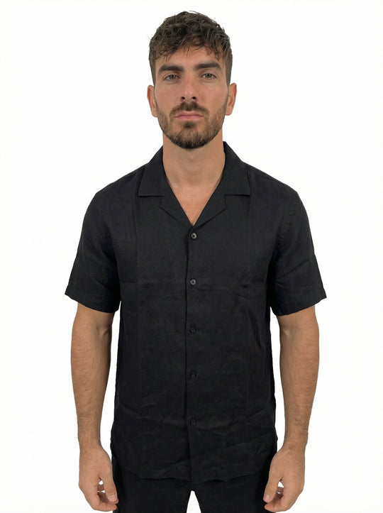 Ensemble Homme en Lin Chemise & Pantalon Été Chic - noir