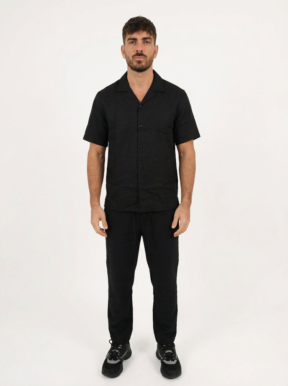 Ensemble Homme en Lin Chemise & Pantalon Été Chic - noir