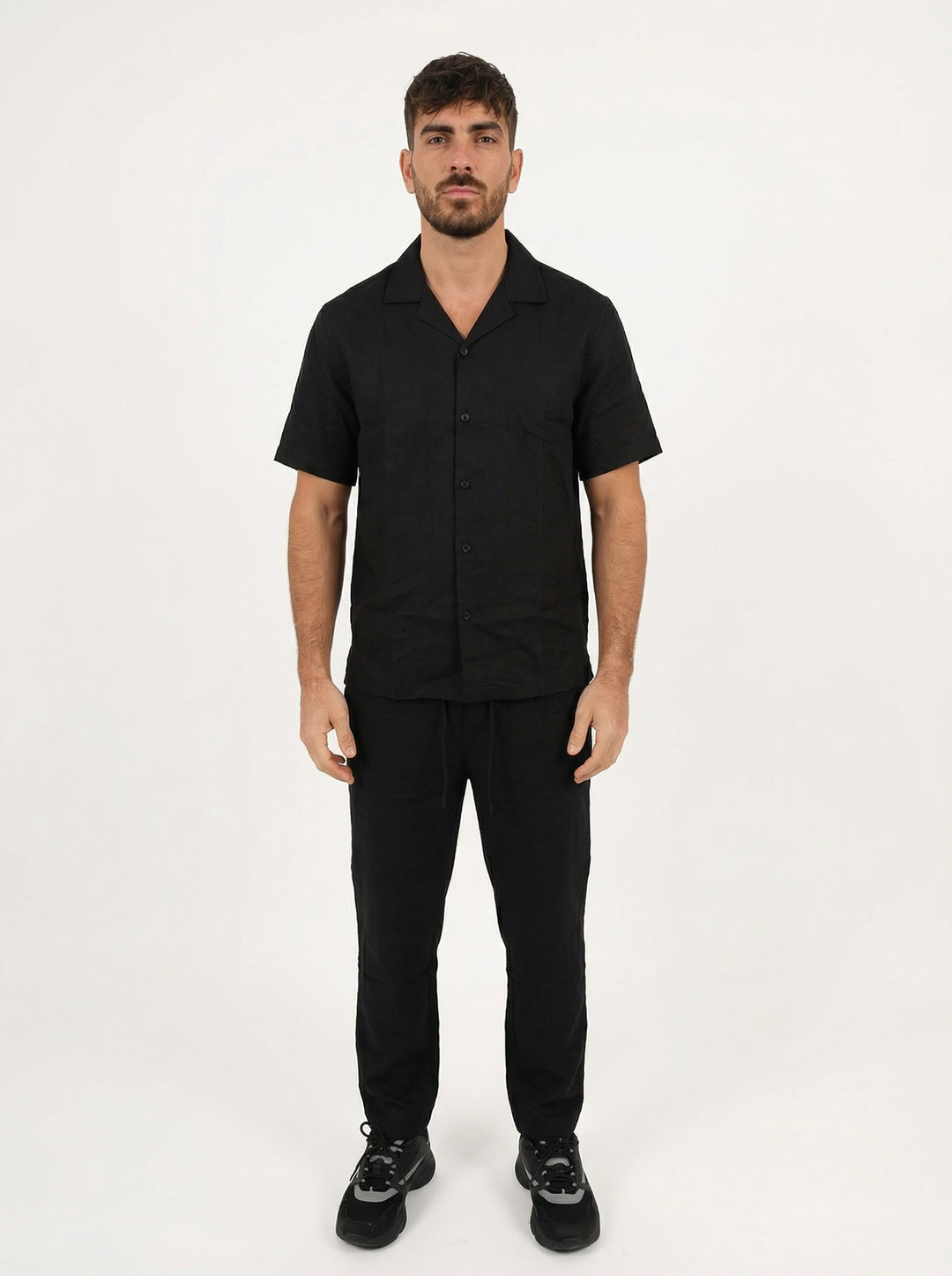Ensemble Homme en Lin Chemise & Pantalon Été Chic - noir