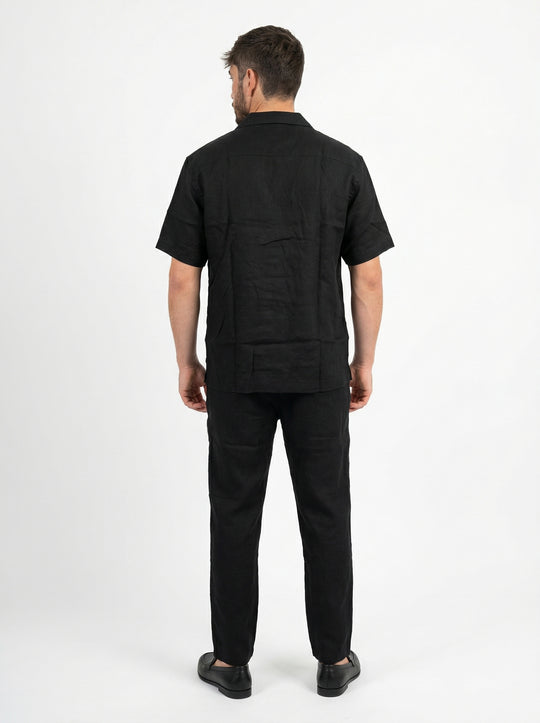 Ensemble Homme en Lin Chemise & Pantalon Été Chic - noir
