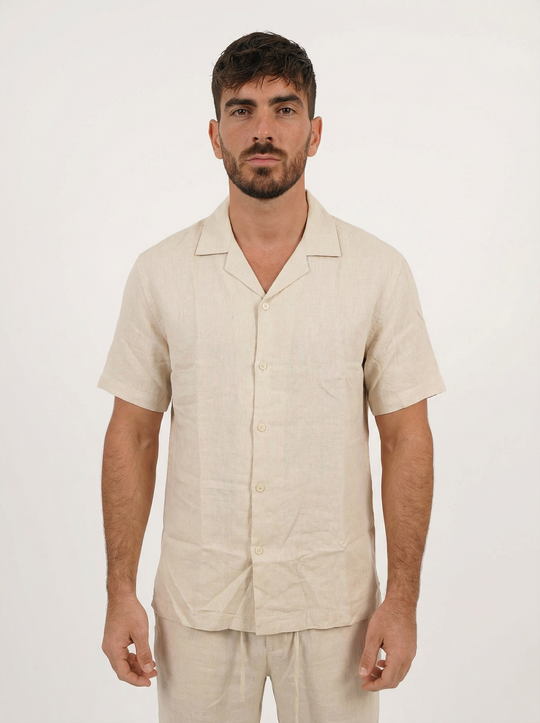 Ensemble Homme en Lin Chemise & Pantalon Été Chic - beige
