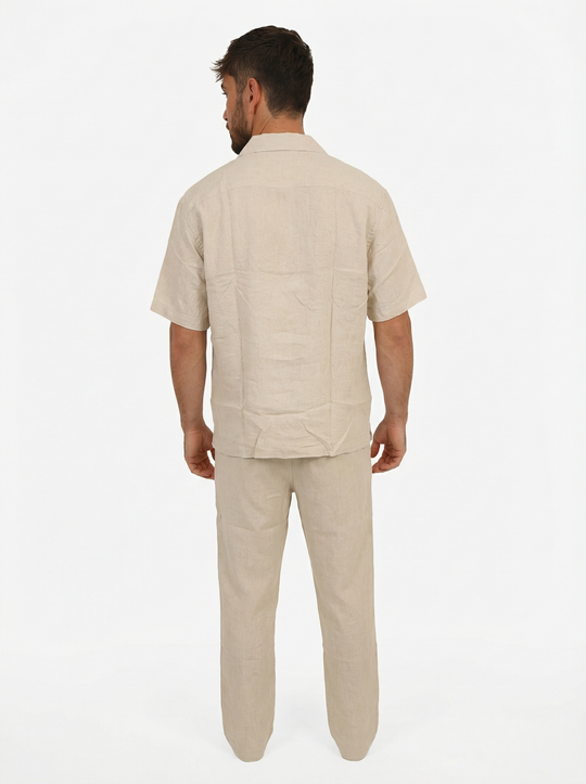 Ensemble Homme en Lin Chemise & Pantalon Été Chic - beige