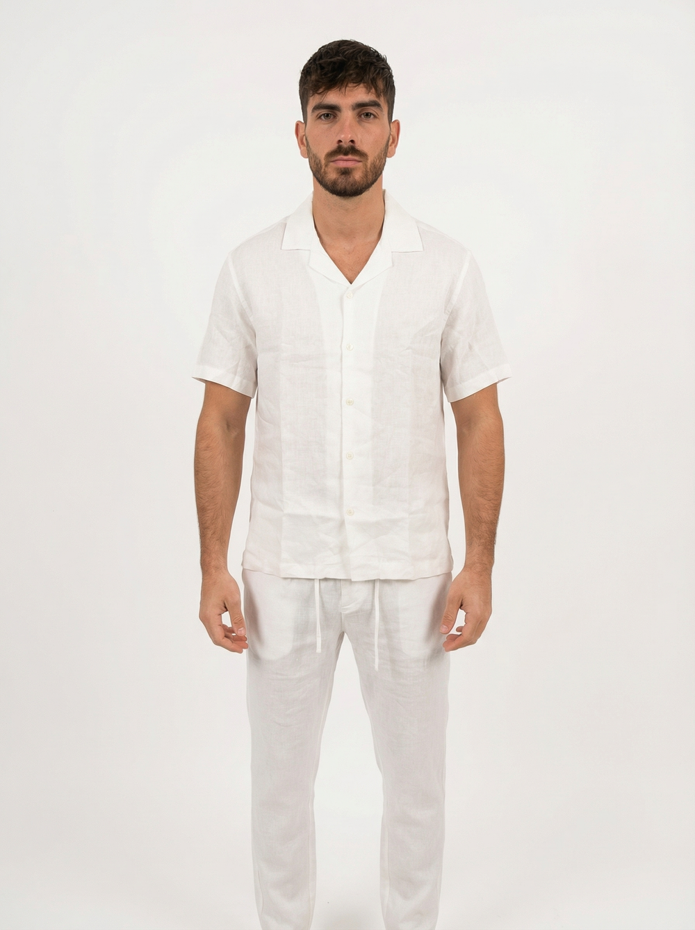 Ensemble Homme en Lin Chemise & Pantalon Été Chic - blanc