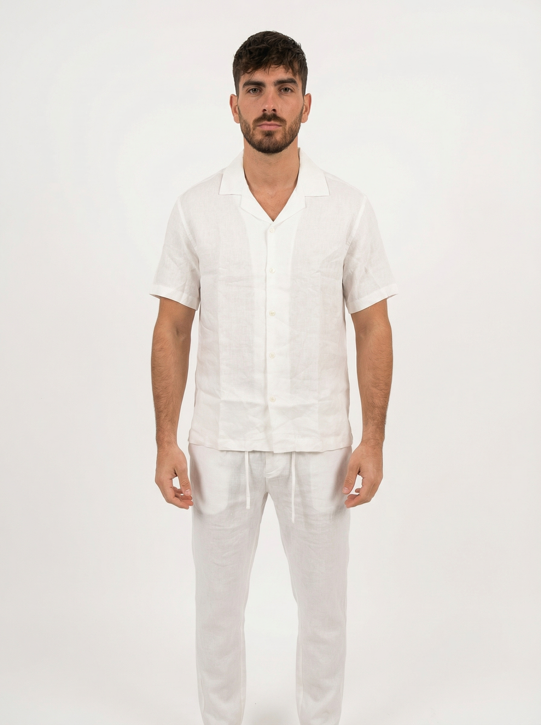 Ensemble Homme en Lin Chemise & Pantalon Été Chic - blanc