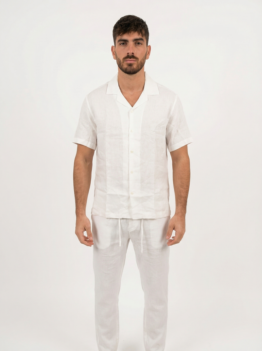 Ensemble Homme en Lin Chemise & Pantalon Été Chic - blanc