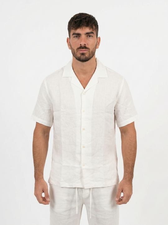 Ensemble Homme en Lin Chemise & Pantalon Été Chic - blanc