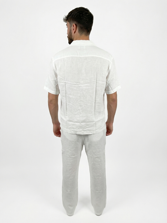 Ensemble Homme en Lin Chemise & Pantalon Été Chic - blanc