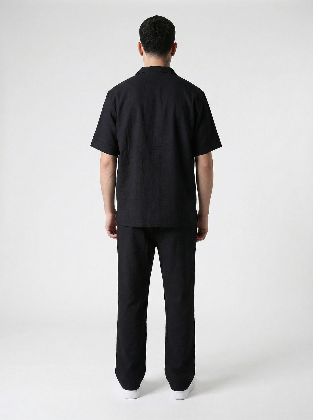 Ensemble Homme en Coton Chemise & Pantalon Été Léger Confort - noir