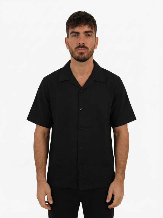 Ensemble Homme en Coton Chemise & Pantalon Été Léger Confort - noir