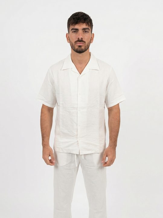 Ensemble Homme en Coton Chemise & Pantalon Été Léger Confort - blanc