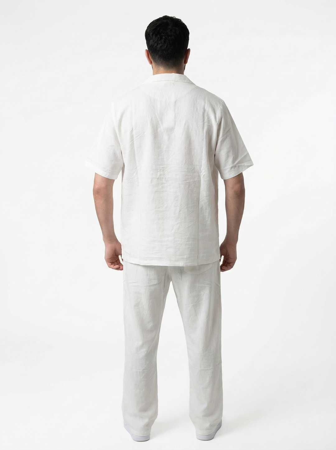 Ensemble Homme en Coton Chemise & Pantalon Été Léger Confort - blanc