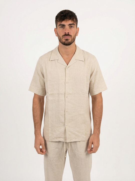 Ensemble Homme en Coton Chemise & Pantalon Été Léger Confort - beige