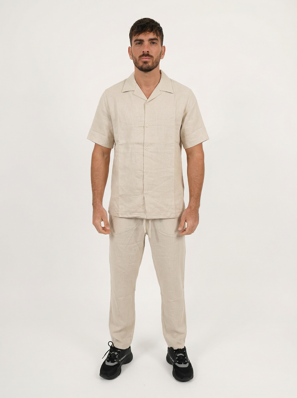 Ensemble Homme en Coton Chemise & Pantalon Été Léger Confort - beige