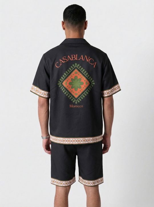 Ensemble Homme Casablanca Motif Marocain - noir