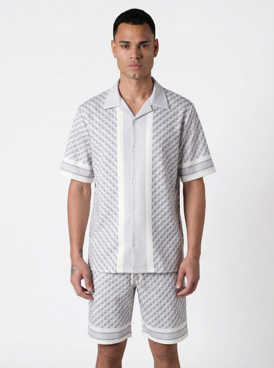 Ensemble Homme Motif Géométrique Premium - GRIS