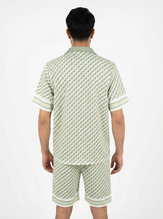 Ensemble Homme Motif Géométrique Premium - Vert