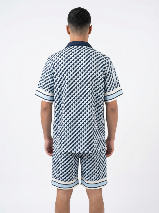 Ensemble Homme Motif Géométrique Premium - bleu marine