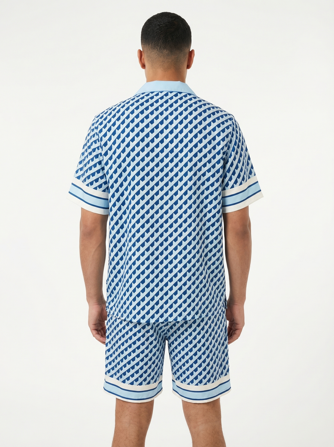 Ensemble Homme Motif Géométrique Premium - bleu ciel