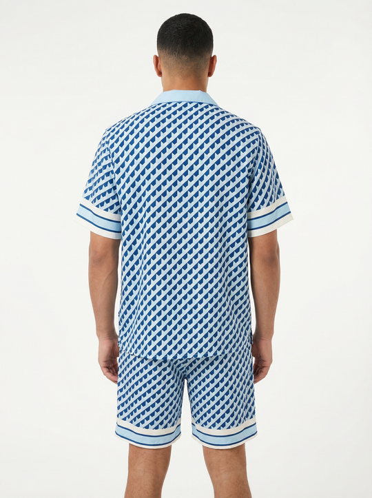 Ensemble Homme Motif Géométrique Premium - bleu ciel