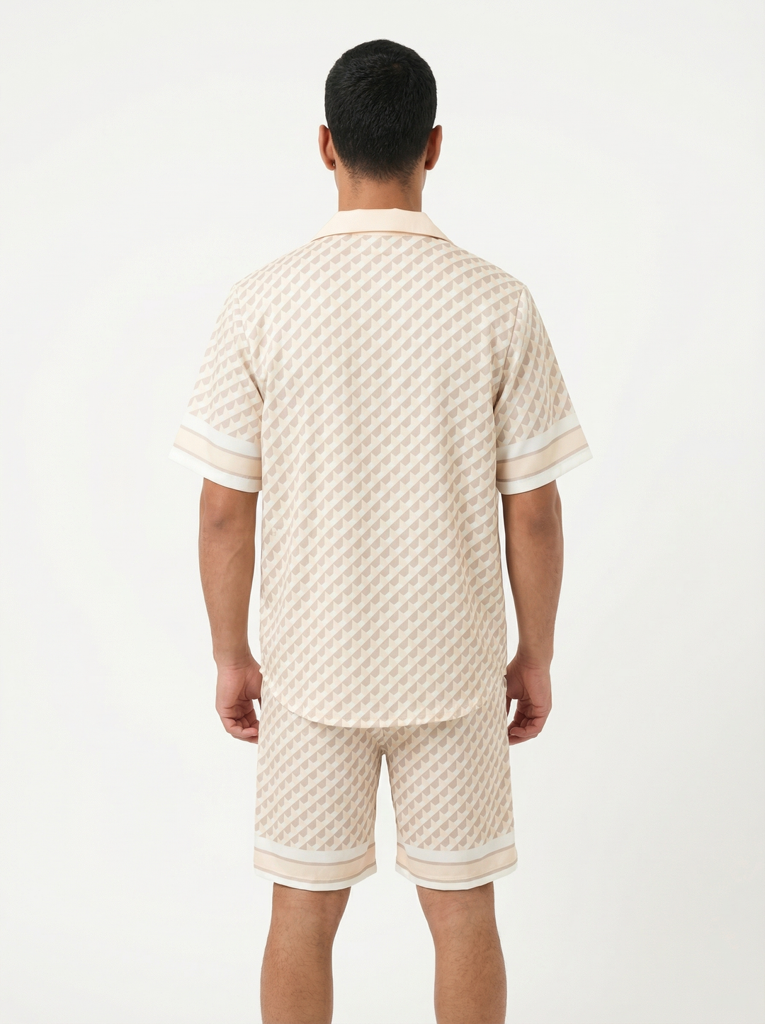 Ensemble Homme Motif Géométrique Premium - beige
