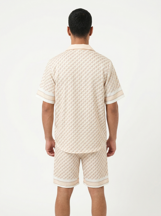 Ensemble Homme Motif Géométrique Premium - beige