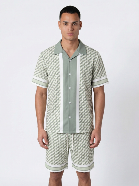 Ensemble Homme Motif Géométrique Premium - Vert