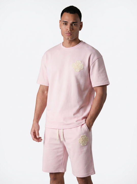 Ensemble T-shirt & Short Trèfle - Rose