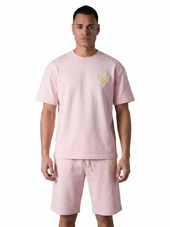 Ensemble T-shirt & Short Trèfle - Rose