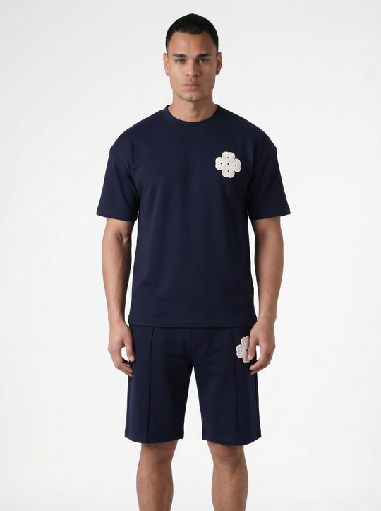 Ensemble T-shirt & Short Trèfle - Bleu Marine