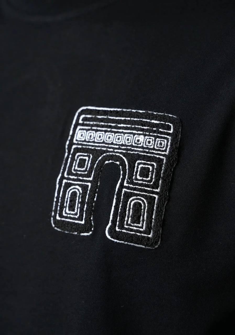 T-Shirt Homme Streetwear Patch Brodé Dos - Noir