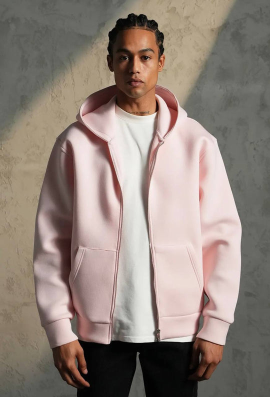 Sweat à capuche zippé Premium  - Rose