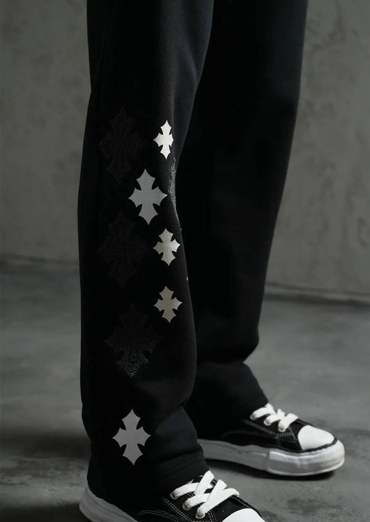 Ensemble Survêtement à Capuche Veste & Pantalon Motifs Streetwear - NOIR