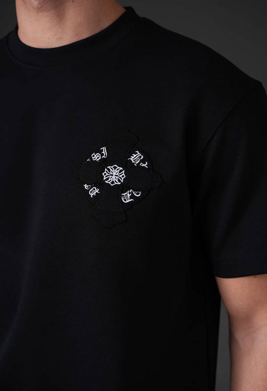 Ensemble Homme Premium T-Shirt et Pantalon avec Logo Brodé - Noir